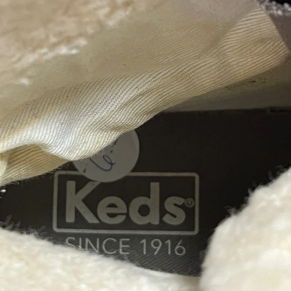 Keds Booties Winter Sneaker Women Sz 6.5 Gray Wool‎ Faux Fur Lined WF55478